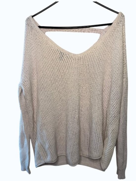 Forever 21 Sweaters - FOREVER 21 Women's Ivory Knit Open-Back Loose-Fit Sweater size Small